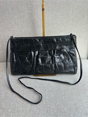 Vintage Susan Gail Black Leather Clutch Purse